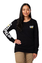 Load image into Gallery viewer, CAT Trademark Banner Women&#39;s Long Sleeve Tee - Black
