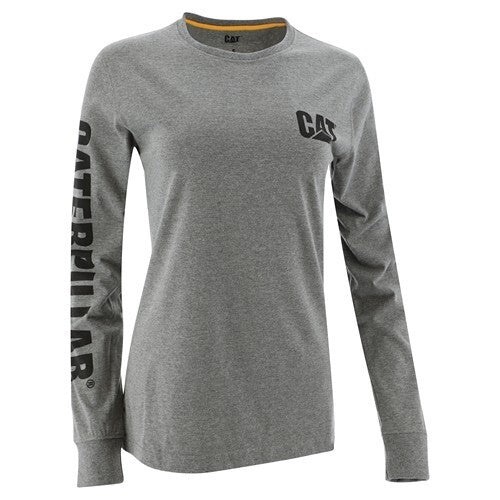 CAT Trademark Banner Women's Long Sleeve Tee - Dark Heather Grey